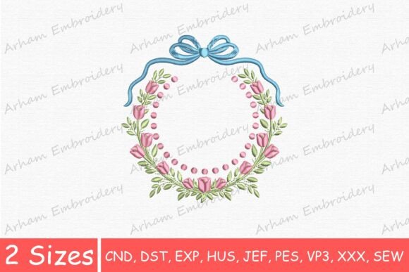 Floral Wreath with Bow Monogram Frame