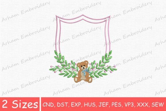 Nursery Teddy Bear Floral Monogram Frame